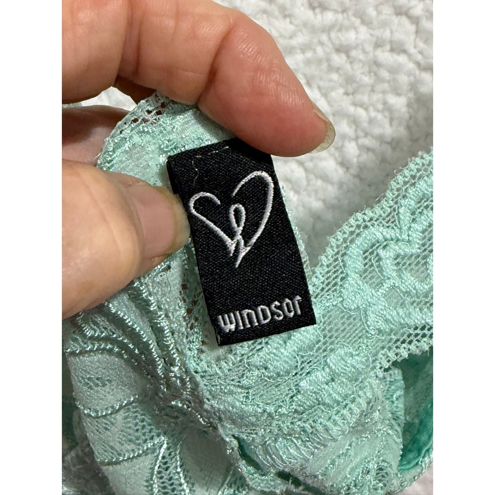 Windsor Mint Green Lace Crop Bralette Top Ruched V Neck S - Picture 3 of 6